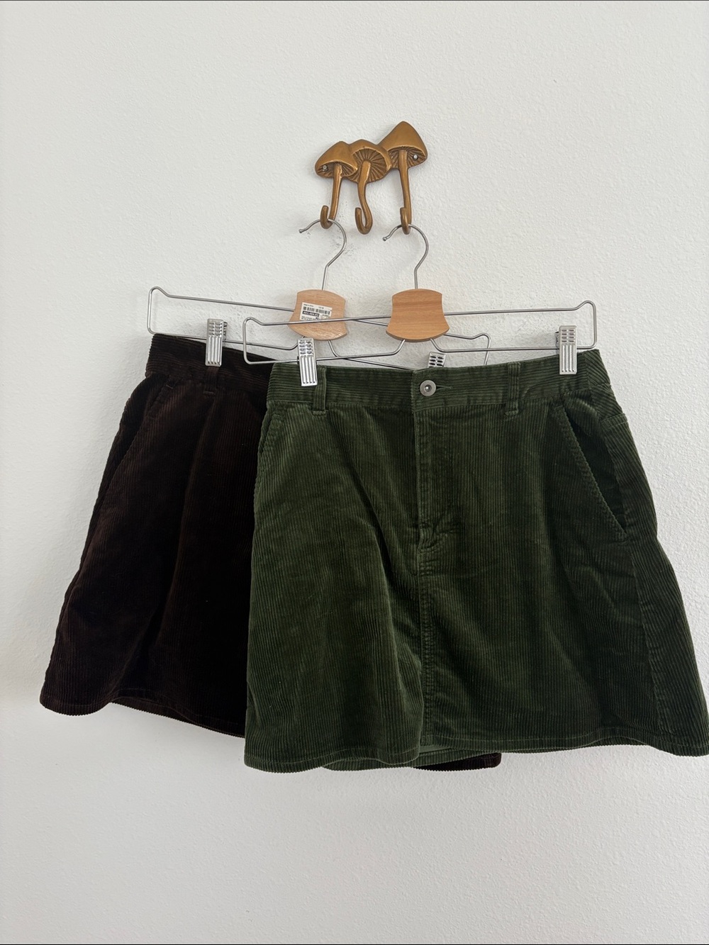 Bundle of 2 Uniqlo Brown Green Corduroy Mini Skirts size XS